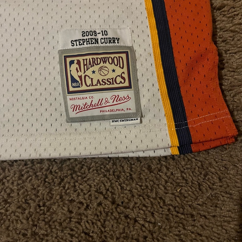 Mitchell & Ness White Jersey with Orange and Blue Stripes - Picture 3 of 6